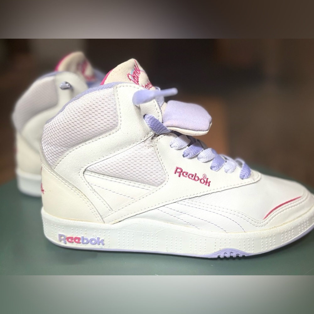 VTG RETRO Reebok Dance High Top Sneaker Shoe Paula Abdul 1980s Pink White Purple